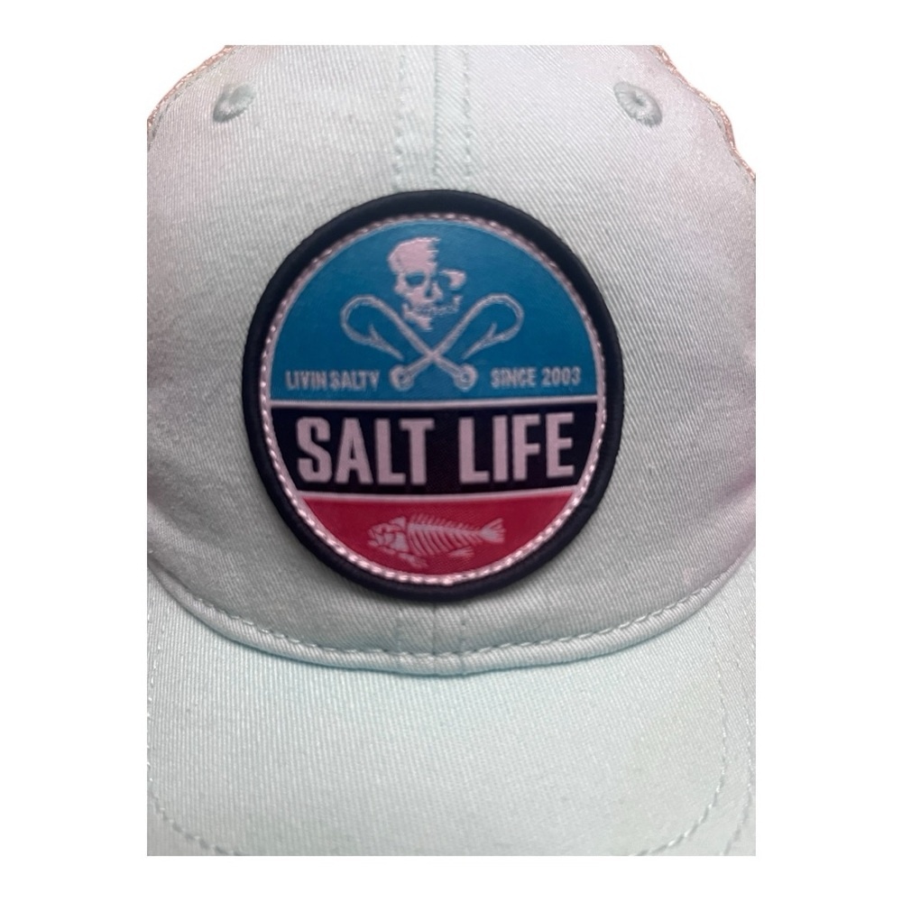 Salt Life Sea Foam Green Blue and Cream Trucker Snapback hat - Picture 7 of 8
